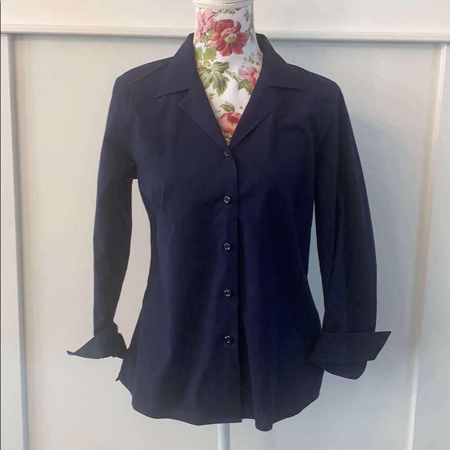 Talbots Navy Fitted Button Down
